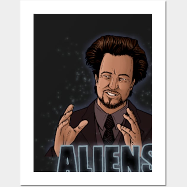 The Aliens Guy (Giorgio Tsoukalos) Color Wall Art by jleonardart